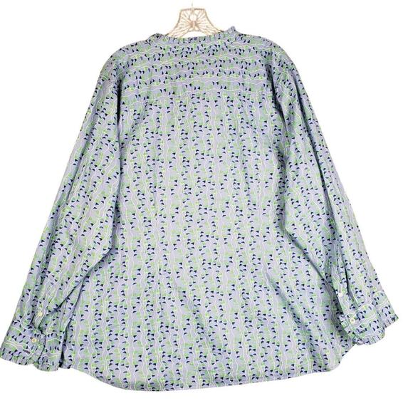 Talbots Shirt Women's Button Up Popover Long Sleeve Blue Size 2X Blue Geometric - Picture 3 of 8